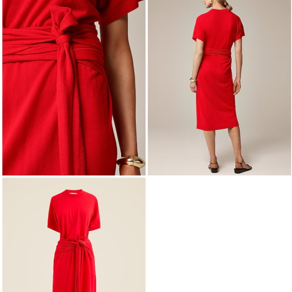 J. Crew Cream Midi Dress with Waist Tie - Picture 3 of 4